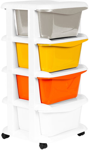 ModernHome PJJCBS0012-04A Storage shelf with 4 drawers on castors - Shelving Unit - Main image
