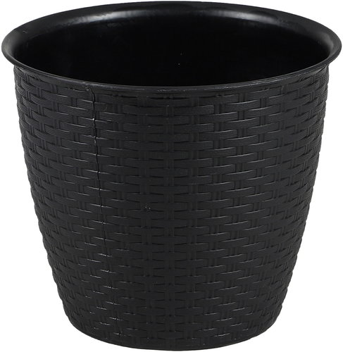 DOCHTMANN Flower pot rattan 20 × 17 cm, black - Flower Pot - Main image