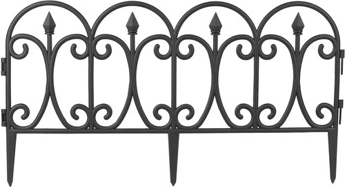 DOCHTMANN Garden fence edging 4 pcs black 60 × 33 cm - Fence Components - Main image