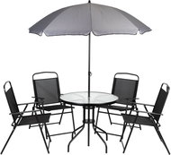MultiGarden SC-130 Sada zahradního nábytku stůl, 4 židle, slunečník, antracit - Zahradní nábytek
