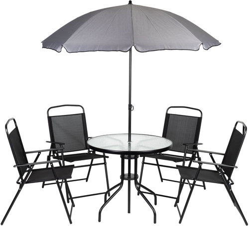 MultiGarden SC-130 Garden furniture set table, 4 chairs, parasol, anthracite - Garden Furniture - Main image