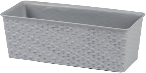 DOCHTMANN Flower pot rattan rectangle 30 × 13,5 × 10,5 cm, grey - Flower Pot - Main image