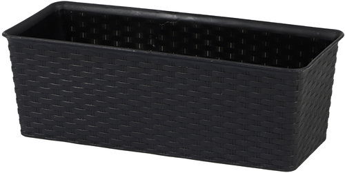 DOCHTMANN Rattan flower pot rectangle 30 × 13,5 × 10,5 cm, black - Flower Pot - Main image