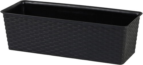 DOCHTMANN Rattan flower pot rectangle 50 × 19 × 14,5 cm, black - Flower Pot - Main image