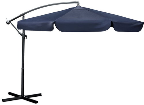 Plonos PL-881 Folding garden parasol 8-segment, 350 cm with cover, blue - Sun Umbrella - Main image