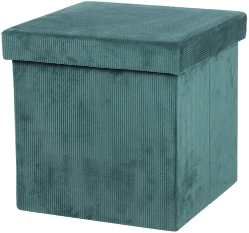 DOCHTMANN Folding stool with storage space petrol 38 × 38 × 38 cm - Ottoman - Main image