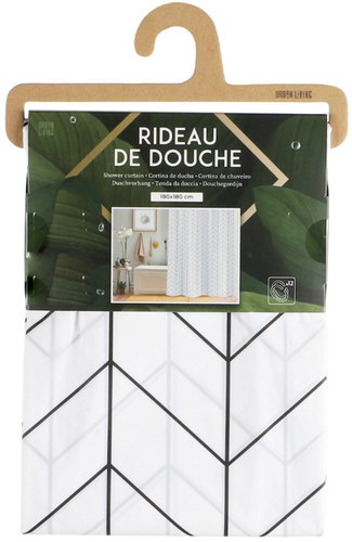 DOCHTMANN Shower curtain PVC 180 × 180 cm, geometric motif - Shower Curtain - Main image