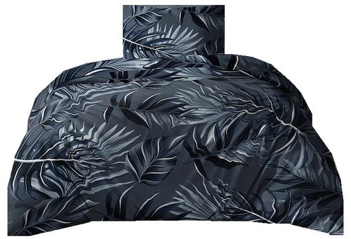 4sleep Cotton sateen bed linen Big leaves, 140 × 200 cm, 70 × 90 cm, grey - Bed Linen - Main image