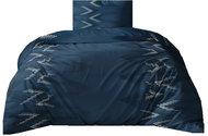 4sleep Cotton satin bed linen Zik zak, 140 × 200 cm, 70 × 90 cm, blue - Bed Linen