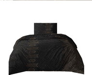 4sleep Cotton satin sheets Stripes, 140 × 200 cm, 70 × 90 cm, black and gold - Bed Linen