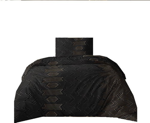 4sleep Cotton satin sheets Stripes, 140 × 200 cm, 70 × 90 cm, black and gold - Bed Linen - Main image