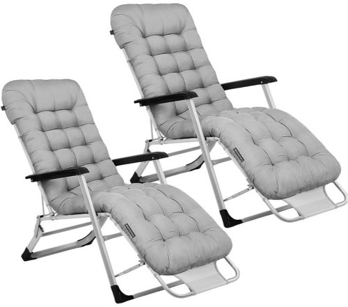 Sofotel 286401 Garden folding deckchair with cushion ChillWell, set of 2, grey - Garden Lounger - Main image