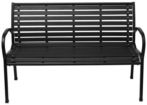 Bauerkraft H-522 Záhradná lavica s opierkou premium, kovová, 126 cm, čierna - Záhradná lavička - Hlavný obrázok