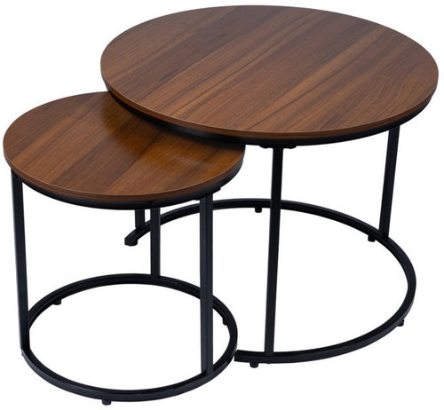 Bauerkraft G-819 Round coffee tables 2in1, loft/industrial, walnut - Coffee Table - Main image