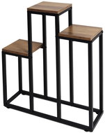 Bauerkraft H-027 Kovový patrový květinový stojan na 3 květiny, rustikální dub - Stojan na květiny