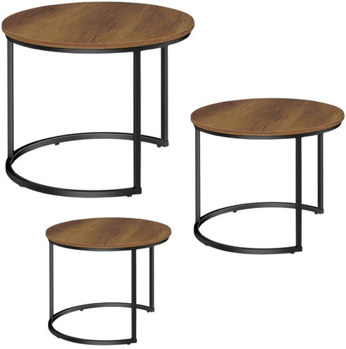 LEAN Toys 26620 Round coffee table set 3in1, dark grey wood decor - Coffee Table - Main image