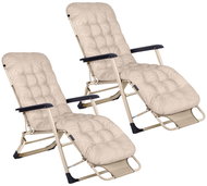 Sofotel 286404 Garden folding deckchair with cushion ChillWell, set of 2, beige - Garden Lounger