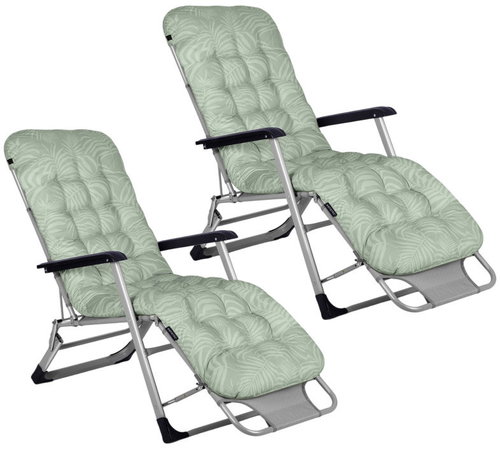 Sofotel 286403 Garden folding deckchair with cushion ChillWell, set of 2, light green - Garden Lounger - Main image