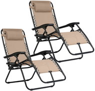 Sofotel 286303 Garden folding deckchair with cushion ChillWell, set of 2, beige - Garden Lounger