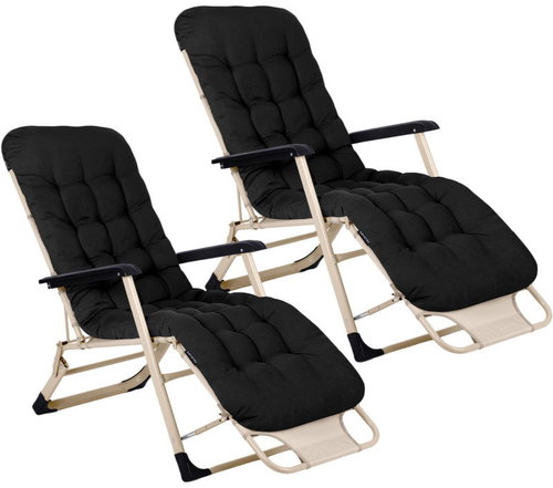 Sofotel 286400 Folding garden lounger with cushion ChillWell, set of 2, black - Garden Lounger - Main image