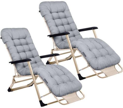 Sofotel 286402 Garden folding deckchair with cushion ChillWell, set of 2, light grey - Garden Lounger - Main image
