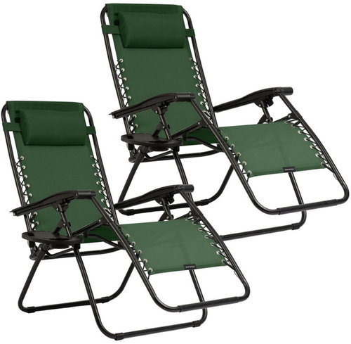 Sofotel 286302 Garden folding deckchair with cushion ChillWell, set of 2, green - Garden Lounger - Main image