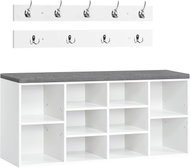 Vasagle Hallway coat rack with shoe rack and seat Jungo 104 cm, white-grey - Shoe Rack