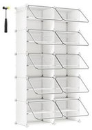 Songmics Lux modular shoe rack with 10 doors, clear/white - Shoe Rack