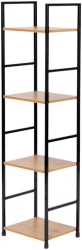 ModernHome CWJ3024112L Wooden shelf with metal frame and 4 shelves, 113 × 23,5 × 29 cm - Shelving Unit - Main image