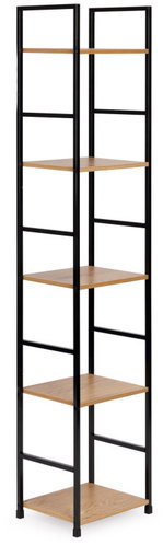 ModernHome CWJ3024144L Wooden shelf with metal frame and 5 shelves, 144,5 × 23,5 × 29 cm - Shelving Unit - Main image