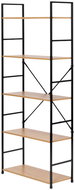 ModernHome CWJ6024144LG Wooden shelf with metal frame and 5 shelves, 144 × 58,5 × 23,5 cm - Shelving Unit