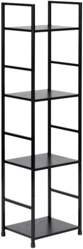 ModernHome CWJ3024112L Wooden shelf with metal frame and 4 shelves, black - Shelving Unit - Main image