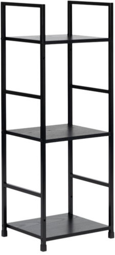 ModernHome CWJ302480L Wooden shelf with metal frame and 3 shelves, black - Shelving Unit - Main image