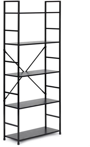 ModernHome CWJ6024144LG Wooden shelf with metal frame and 3 shelves, black - Shelving Unit - Main image
