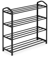 ModernHome XJ43K Metal shoe rack, 4 shelves, 12 pairs, black - Shoe Rack