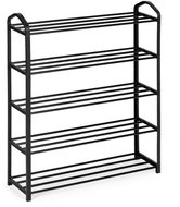 ModernHome XJ53K Metal shoe rack, 5 shelves, 15 pairs, black - Shoe Rack