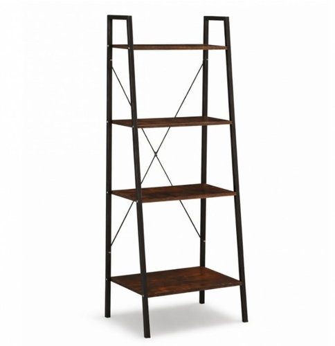 Camerazar Loft multifunctional shelf, 4 levels, dark brown/black - Shelving Unit - Main image