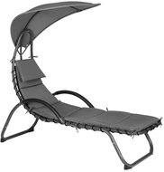 MultiGarden PH158C Garden lounger with large oval canopy, 189 × 73 × 165 cm, grey - Garden Lounger