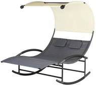 MultiGarden PL301 Two-seater rocker with canopy + cushions, 200 × 140 × 178 cm, grey-white - Garden Lounger
