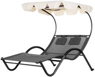 MultiGarden PL303 Double garden deckchair with canopy, 205 × 138 × 150 cm, grey - Garden Lounger