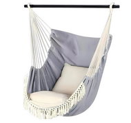 RealG RC-K-573 Brazilian hanging rocking chair with cushions 130 × 100 cm, grey-beige - Hanging Chair