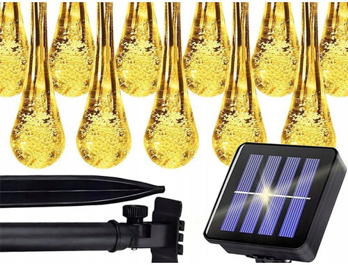 Verk 12380 Solar light chain, drops 50 LEDs, warm white - Light Chain - Main image