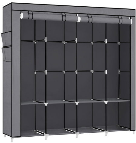 Songmics Rivet Textile wardrobe grey - Wardrobe - Main image