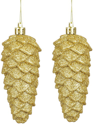 LAALU Set of 2 ornaments: cones gold 11 cm - Christmas Ornaments - Main image