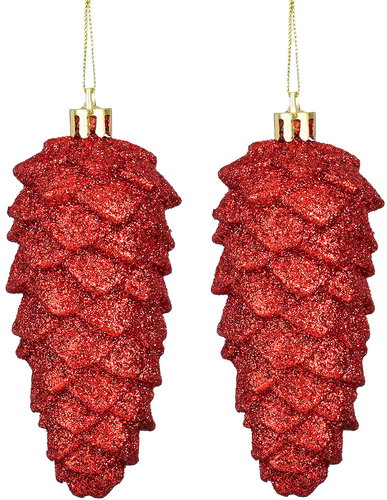 LAALU Set of 2 ornaments: cones red 11 cm - Christmas Ornaments - Main image