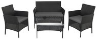 Gardlov 26908 Garden furniture - sofa, 2 armchairs, table with glass, black rattan - Garden Furniture