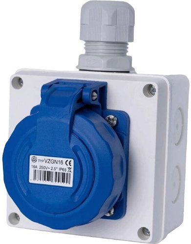 SEZ-CZ Nástěnná zásuvka 250 V, IP65, 16 A, 3-pól - Socket - Main image