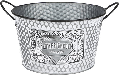 DOCHTMANN Flower Garden flower pot round with handles 22 × 12 cm, metal - Flower Pot - Main image
