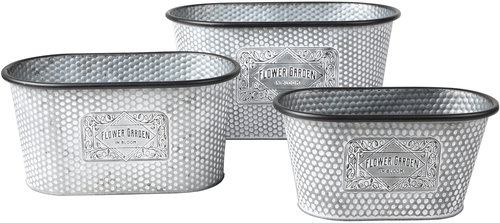 DOCHTMANN Flower Garden oval planter set 3 pcs, metal - Flower Pot - Main image