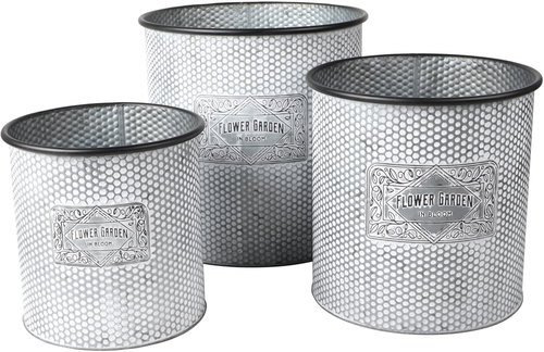 DOCHTMANN Set of flower pots Flower Garden cylinder 3 pcs, metal - Flower Pot - Main image
